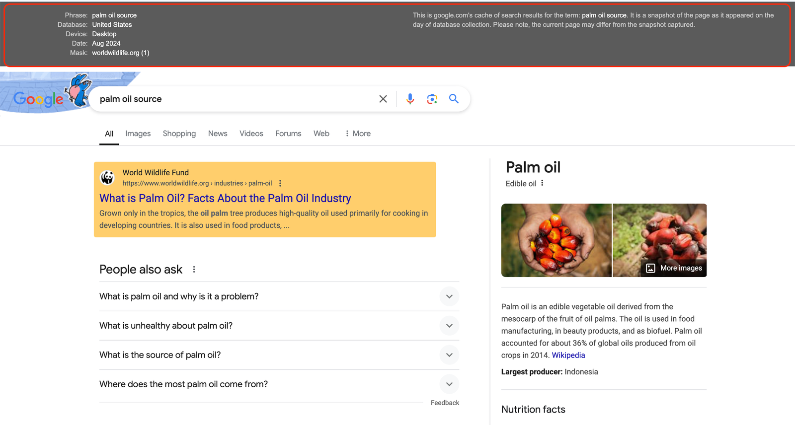 The search engine results page.